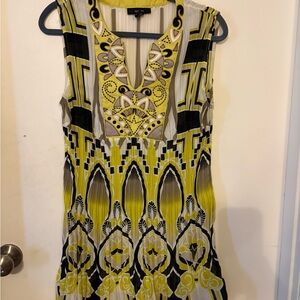 Alfani Yellow and Black Geometric Mini Dress